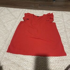 SHEIN Red Ruffle Sleeve Blouse